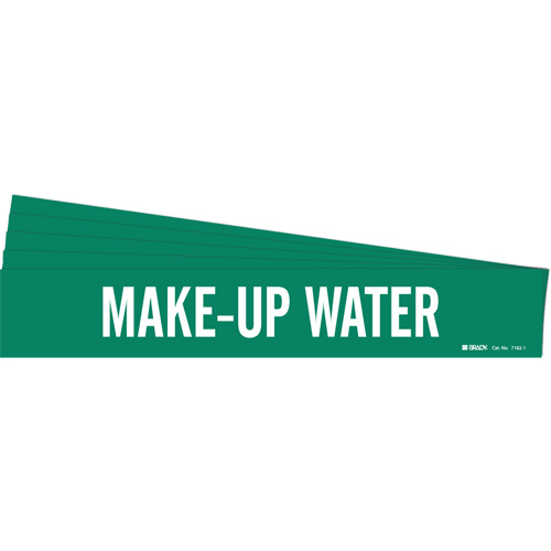 "Make-Up Water" Pipe Marker, Material, Vinyl, Colour, White on Green, Pipe Diameter, 2-1/2" - 7-7/8", Label Height, 2-1/4"