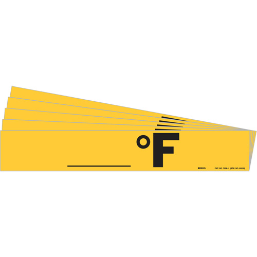 "øF" Pipe Markers, Material, Vinyl, Colour, Black on Yellow, Pipe Diameter, 3/4" - 2-3/8", Label Height, 1-1/8", Qty/Card, 4