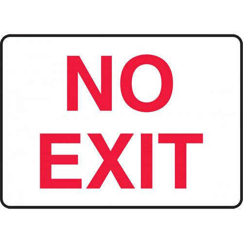 "No Exit" Sign, Material, Plastic, Height, 7", Width, 10", Display Type, Bolt-On, Legend, No Exit