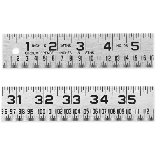 Tinner's Circumference Rule, Length, 4', Width, 1-1/4", Graduations, 1/16", Material, Steel, Measurement Type, SAE, Measuring Range, 0" - 48"