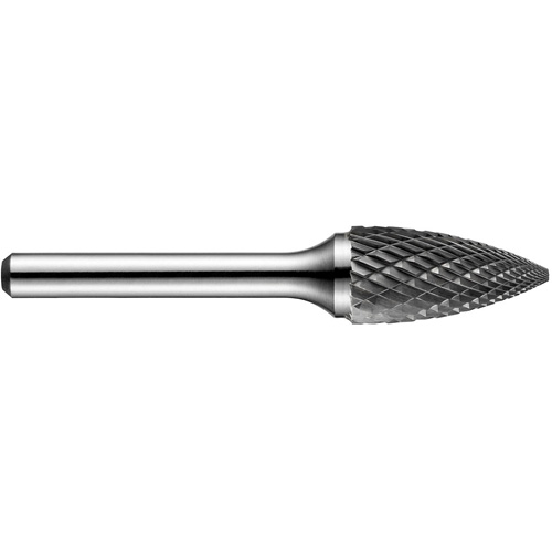 Pointed Tree Rotary Burr, Trade No., SG-50DC, Head Diameter, 1/2", Shank Size, 1/4", Depth of Cut, 1", Finish, Bright, Overall Length, 2-3/4"