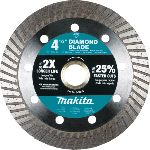 Turbo Diamond Blade, Diameter, 4-1/2", Arbor Hole Size, 7/8"/5/8"