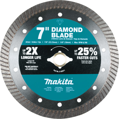 Turbo Diamond Blade, Diameter, 7", Arbor Hole Size, 7/8"/5/8"