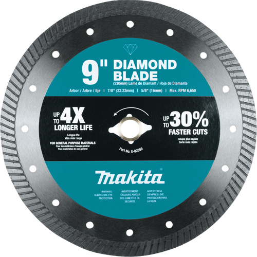Turbo Diamond Blade, Diameter, 9", Arbor Hole Size, 7/8"/5/8"