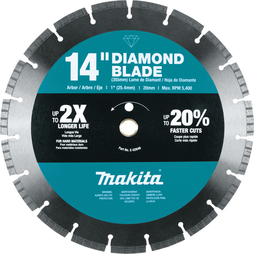Turbo Diamond Blade, Diameter, 14", Arbor Hole Size, 1"