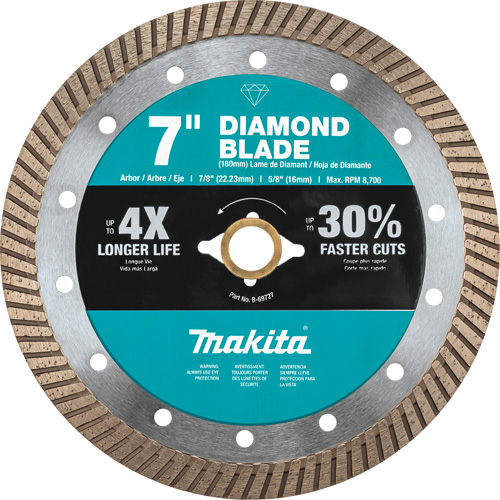 Turbo General Purpose Diamond Blade, Diameter, 5", Arbor Hole Size, 7/8"/5/8", Max RPM, 12200