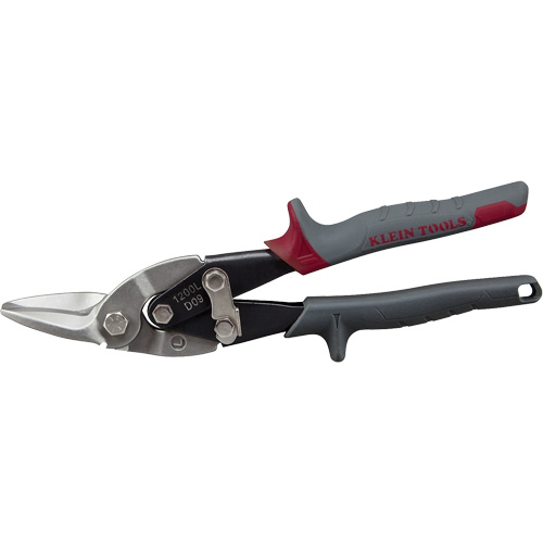 Aviation Snips with Wire Cutter, Cut Length, 1-1/2", Overall Length, 10", Handle Style, Straight, Handle Colour, Red