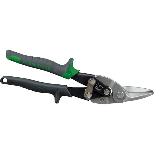 Aviation Snips with Wire Cutter, Cut Length, 1-1/2", Overall Length, 10", Handle Style, Straight, Handle Colour, Green