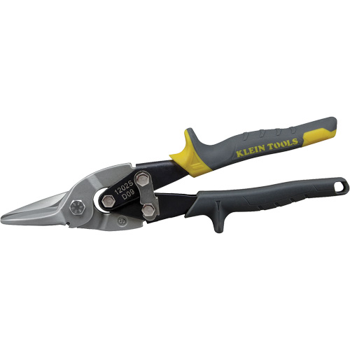 Aviation Snips with Wire Cutter, Cut Length, 1-1/2", Overall Length, 10", Handle Style, Straight, Handle Colour, Yellow