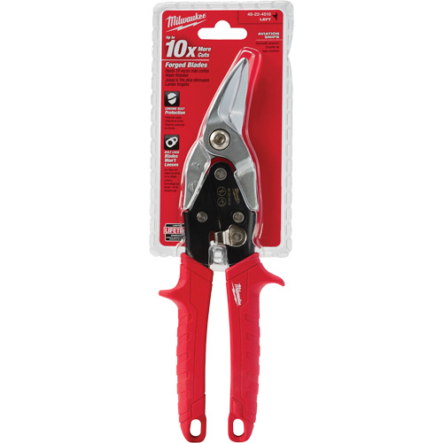 Aviation Snips, Overall Length, 10", Handle Style, Straight, Handle Colour, Red, Cut Style, Left, Weight, 1 lbs.