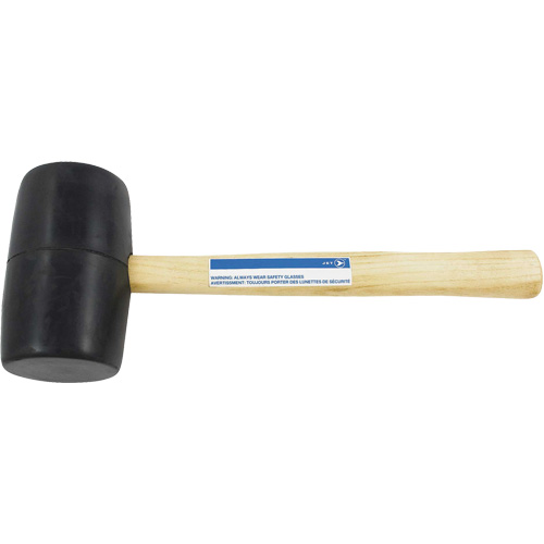 RM-16 Rubber Mallet, Head Weight, 16 oz., Face Finish, Plain, Handle Type, Wood, Overall Length, 13-1/4"