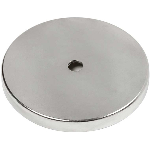Low Profile Cup Magnets, Strength, 35 lbs., Diameter, 1-1/4", Height, 3/16", Housing, PLATED CUP, Hole I.D.", 0.125