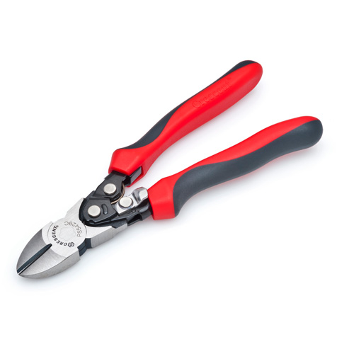 Pro Series Dual Material Diagonal Compound Action Cutting Pliers, Overall Length, 8", Standard(s) Met, ASME, Cutting Edge Length, 1"