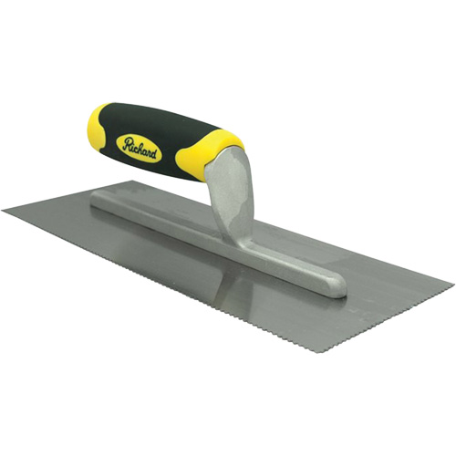 V-Notch Ergo-Grip Adhesive Trowel, Blade Material, Carbon Steel, Handle Material, Ergonomic, Length, 11", Width, 4-1/2"