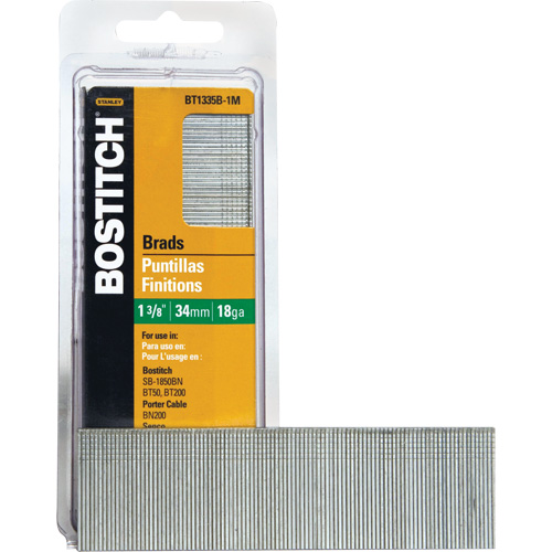 Brad Nails, Length, 1-3/8", Diameter, 18 Gauge, Finish, Galvanized, Point Type, Chisel, Sold/Priced Per, Box