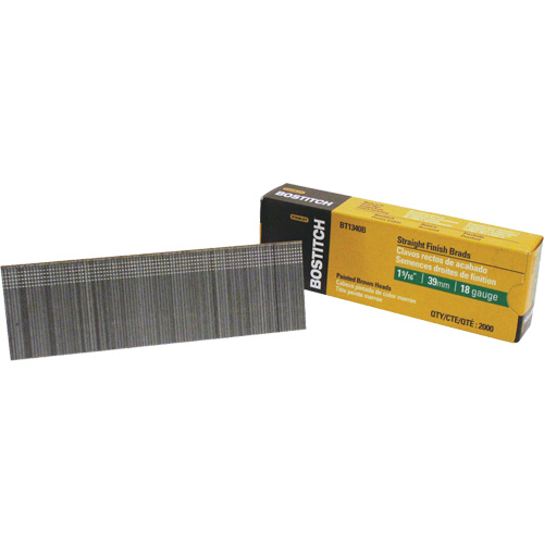 Brad Nails, Length, 1-9/16", Diameter, 18 Gauge, Finish, Galvanized, Point Type, Chisel, Sold/Priced Per, Box
