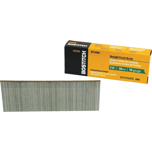 Brad Nails, Length, 1-3/4", Diameter, 18 Gauge, Finish, Galvanized, Point Type, Chisel, Sold/Priced Per, Box
