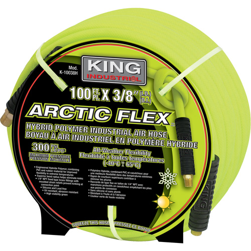 100' Hybrid Polymer Industrial Air Hose, Max PSI, 300, Inlet Size, 3/8" NPT