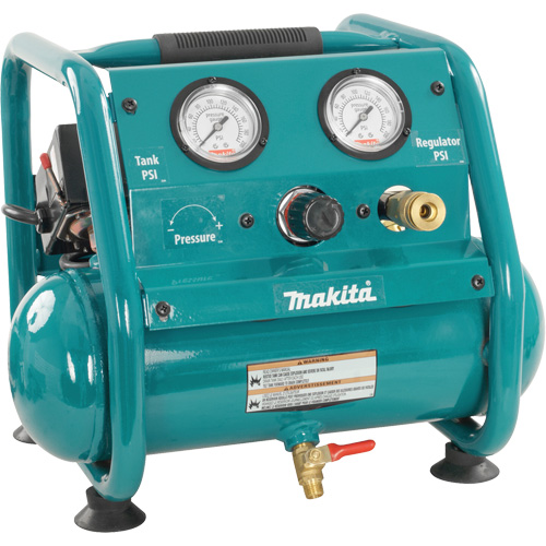 Compact Air Compressor, Horse Power, 0.17 HP, CFM, 0.58 at 40 PSI/0.45 at 90 PSI, Electric/Gas, Electric, Voltage/Phase, 120/1, Dimensions (L x W x H), 28-1/4" x 25-1/4" x 26-1/2", Net Weight, 53.1 lbs.