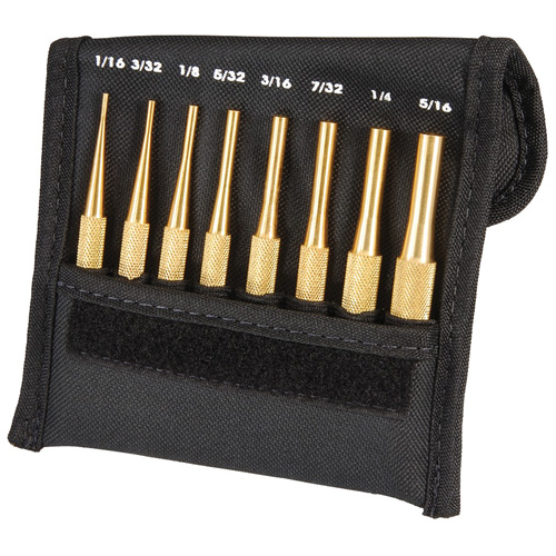 Brass Drive Pin Punch Set, No. of Pieces, 8, Punch Lengths, 4"