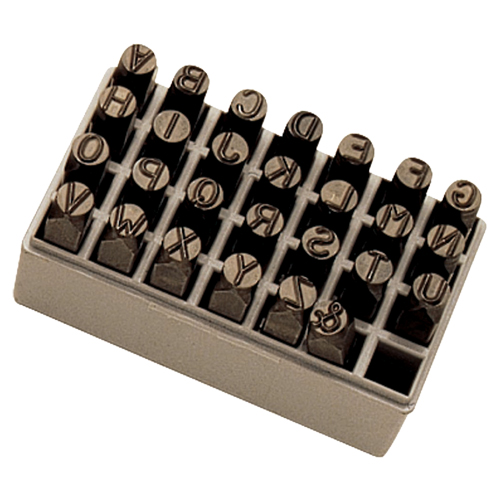 Letter Hand Stamp Set, No. of Pieces, 27, Square Size, 1/4", Character Size, 1/8"