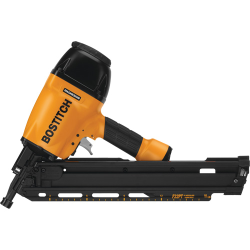 33ø Paper Tape Framing Nailer, Operating Pressure, 80 - 120 PSI, Nail Size, 2" - 3-1/2", Nail Type, Framing, Magazine Capacity, 80, Magazine Angle, 30ø, Height, 14"