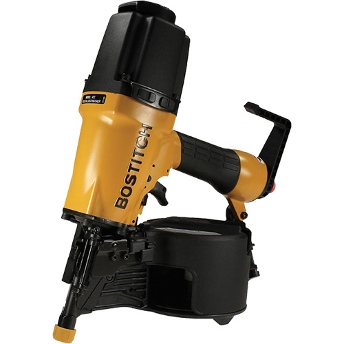 15ø Coil Nailer, Operating Pressure, 70 - 120 PSI, Diameter, 1-1/2" - 3", Nail Type, Siding, Magazine Capacity, 300, Nail Diameter Range, 0.09" - 0.131", Weight, 4.9 lbs.