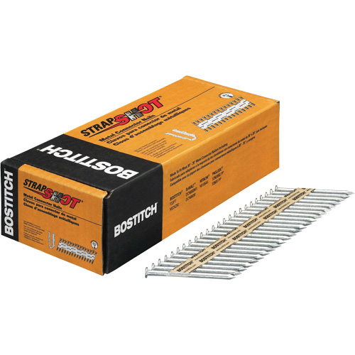 35ø Angled Strapshot? Metal Connector Nails, Length, 2-1/2", Shank Type, Smooth, Diameter, 0.148", Finish, Galvanized, Point Type, Diamond, Material, Steel