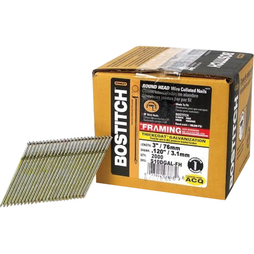 28ø Angled Framing Nails, Length, 3", Diameter, 0.12", Shank Type, Smooth, Finish, Galvanized, Point Type, Diamond, Material, Steel