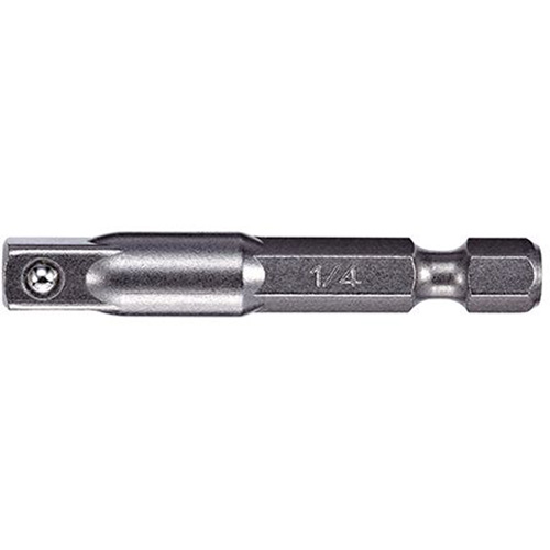 Adapter & Extension, Hex Drive Size, 1/4", Square Male Size, 1/4", Lock Type, Pin, Overall Length, 6", Finish, Gunmetal Grey