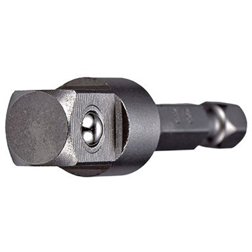 Adapter & Extension, Hex Drive Size, 1/4", Square Male Size, 3/8", Lock Type, Pin, Overall Length, 3", Finish, Gunmetal Grey