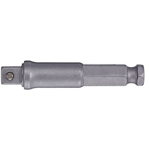 Adapter & Extension, Hex Drive Size, 7/16", Square Male Size, 3/8", Lock Type, Pin, Overall Length, 3", Finish, Gunmetal Grey