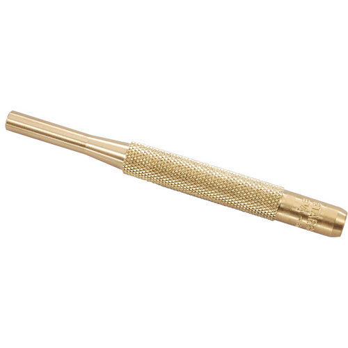 Brass Drive Pin Punch, Point Diameter, 1/4", Overall Length, 4"