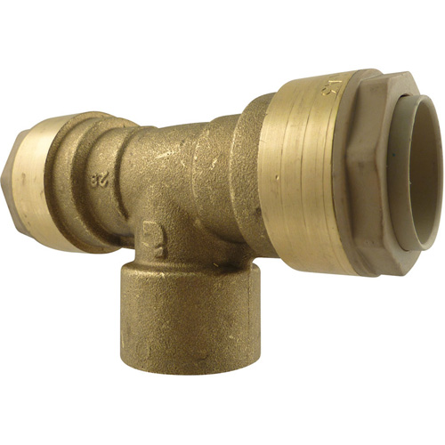 Quickline Air Piping Tee Connect, Material, Brass, Diameter, 1/2"