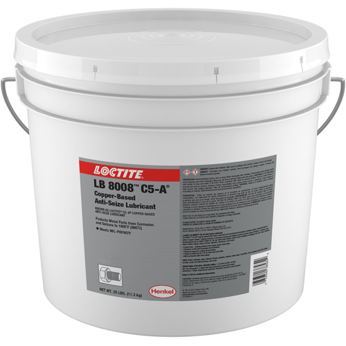 LB 8008 C5-A Copper Anti-Seize Lubricant, Format, 25 lbs., Container Type, Pail, Max. Effective Temperature, 1800øF (982øC), For Use With, Metals, Plastics, & Non-Metallic Gaskets, Minimum Effective Temperature, -20øF (-29øC)
