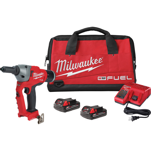 M18 Fuel? 1/4" Blind Rivet Tool with One-Key? Kit, Rivet Size, 1/4", 3/16", 7/32", 9/32", Stroke Length, 1.18"