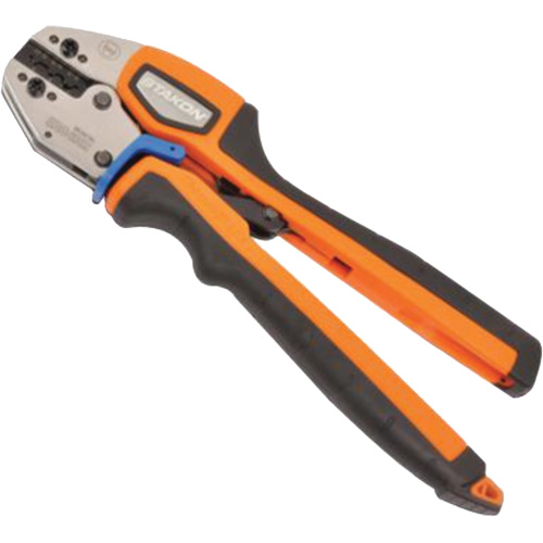 ERG Series Ergonomic Crimping Tool for ABC Flag Terminals, Overall Length, 10-1/2", Crimping Capacity, 22-10 AWG, Handle Colour, Black & Orange