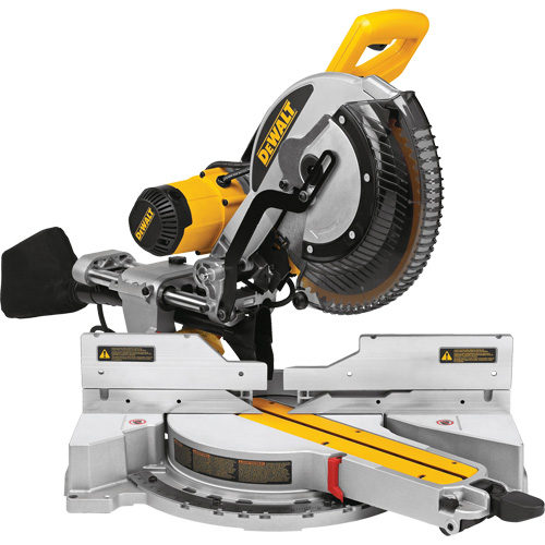 Double-Bevel Sliding Compound Mitre Saw, Blade Diameter, 12", No Load RPM, 3800, Amps, 15 A, Voltage, 120 V, Arbor Size, 5/8" or 1", Tool Length, 24.75"