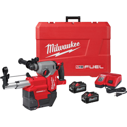 M18 Fuel? SDS Plus Rotary Hammer Dust Extractor Kit, Voltage, 18 V, Chuck Size, 1", Battery Type, Lithium-Ion, No Load RPM, 1330, No Load BPM, 4800