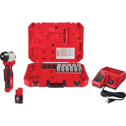 M12? Cable Stripper Kit with 17 Cu THHN/XHHW Bushings, Voltage, 12 V, Battery Type, Lithium-Ion, Cable Capacity, 1/0 - 750 MCM Cu & Al THHN/XHHW
