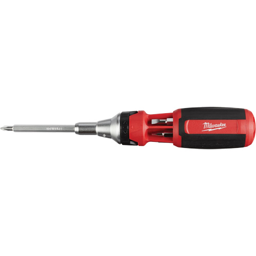 9-in-1 Square Drive Ratcheting Multi-bit Driver, Handle Type, Cushion Grip, Overall Length, 9-1/10", Diameter, 1.42", Weight, 0.69 lbs.