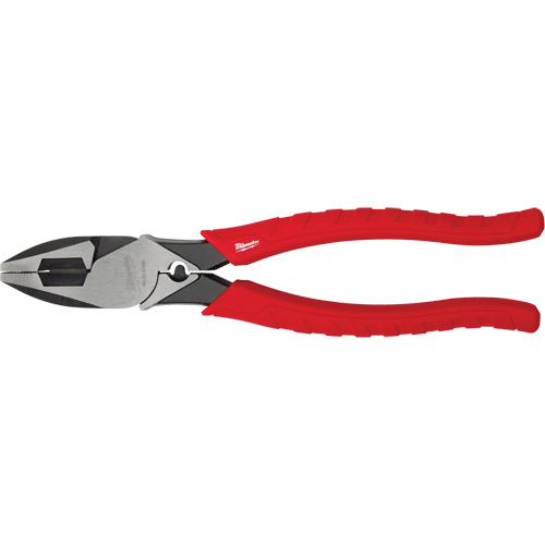 Comfort Grip High Leverage Lineman's Pliers with Crimper, Overall Length, 9", Knife Length, 0.78", Jaw Length, 1.6"