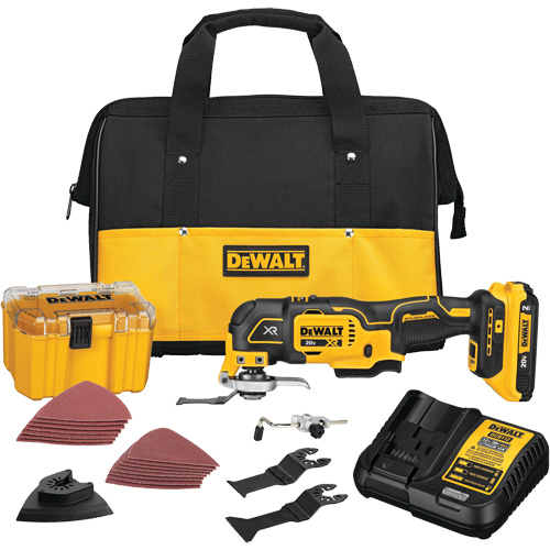 XR? Brushless Cordless 3-Speed Oscillating Multi-Tool Kit, Voltage, 20 V, Battery Type, Lithium-Ion, Oscillation Speed, 0-13000 OPM, 0-17000 OPM, 0-20000 OPM, Length, 11.2"