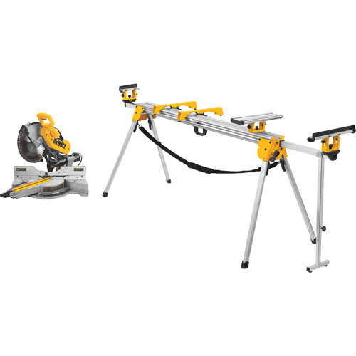 Double Bevel Sliding Compound Mitre Saw with Stand, Blade Diameter, 12", No Load RPM, 3800, Amps, 15 A, Voltage, 120 V, Arbor Diameter, 5/8"-11, Vertical Capacity (Baseboard Against Fence), 6-3/4"