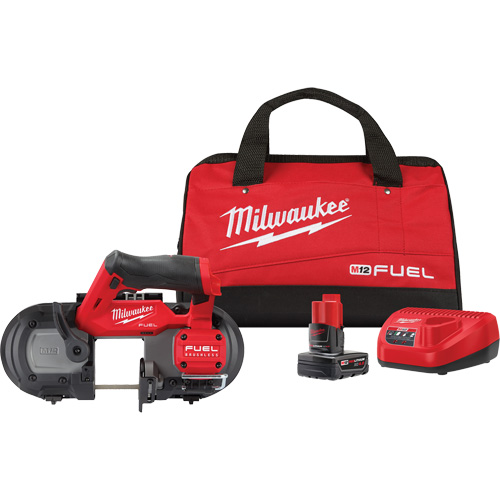 M12 Fuel? Compact Band Saw Kit, Voltage, 12 V, Cutting Capacity at 90ø, 2-1/2", Battery Type, Lithium-Ion, Blade Speeds, 0 - 570 FPM
