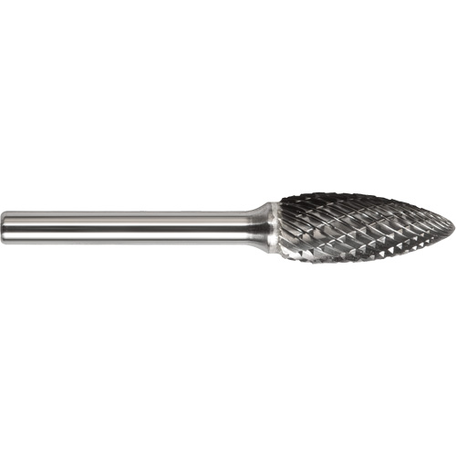 Drillco? Magnum Double Cut Solid Carbide Burr, Trade No., SF-1, Head Diameter, 1/4", Shank Size, 1/4", Depth of Cut, 5/8"