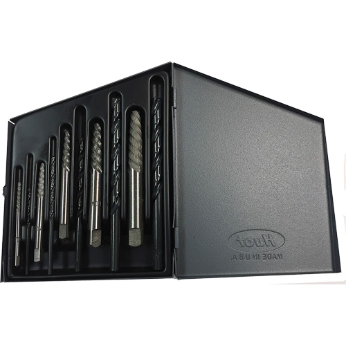 Drillco? Screw Extractor Set with Drills, Material, Carbide, No. of Pieces, 10, Finish, Bright