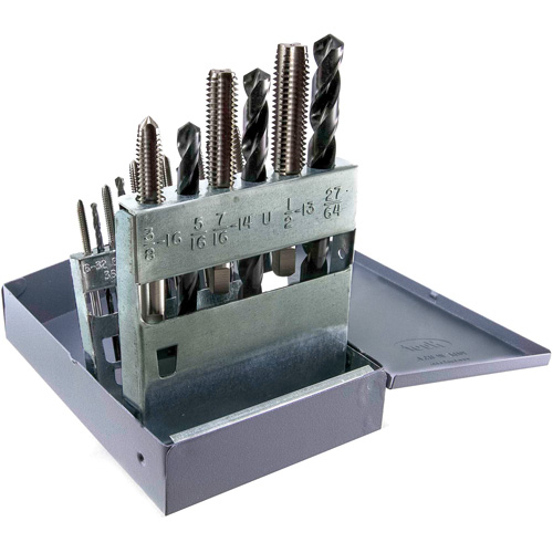 Drillco? Tap & Drill Set, No. of Pieces, 18, Finish, Bright