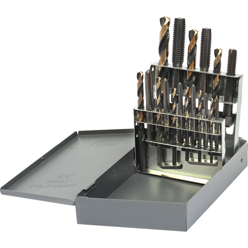 Drillco? Tap & Drill Set, No. of Pieces, 18, Finish, Black Oxide