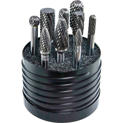Drillco? Magnum SET 1 Solid Carbide Double Cut Burr Set, No. of Pieces, 8
